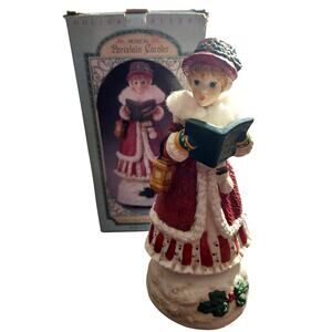 Holiday Gallery Musical Porcelain Caroler Turning Head Old Fashioned Christmas